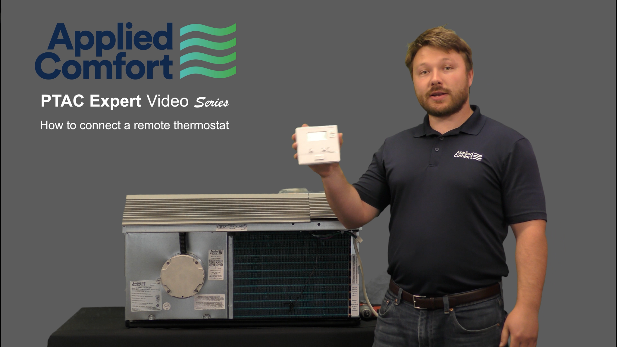 Learn how to connect a remote thermostat with the PTAC Expert Series Applied Comfort